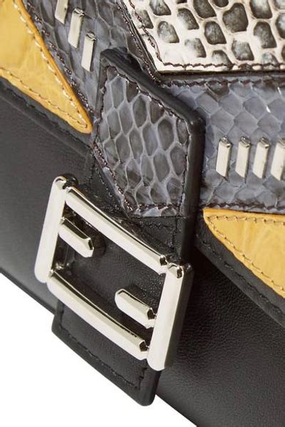 fendi double baguette micro elaphe and crocodile-paneled leather shoulder|fendi handbags.